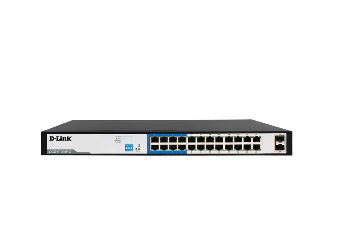 24GE PoE + 2 SFP Ports 250m PoE Switch DGS-F1026P-E