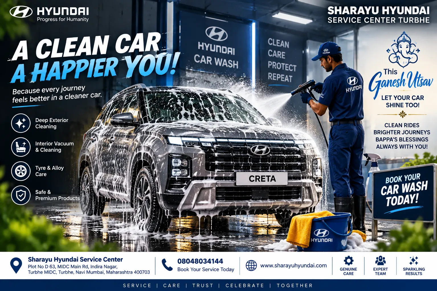Hyundai Car Wash in Turbhe | Sharayu Hyundai – Sparkling Clean, Happy Drives