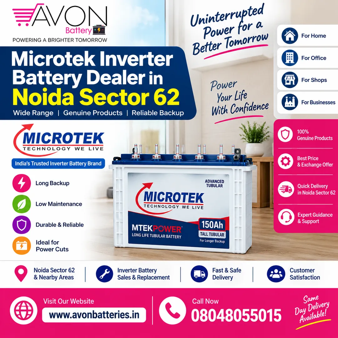 Microtek Inverter Battery Dealer in Noida Sector 62 | Avon Battery