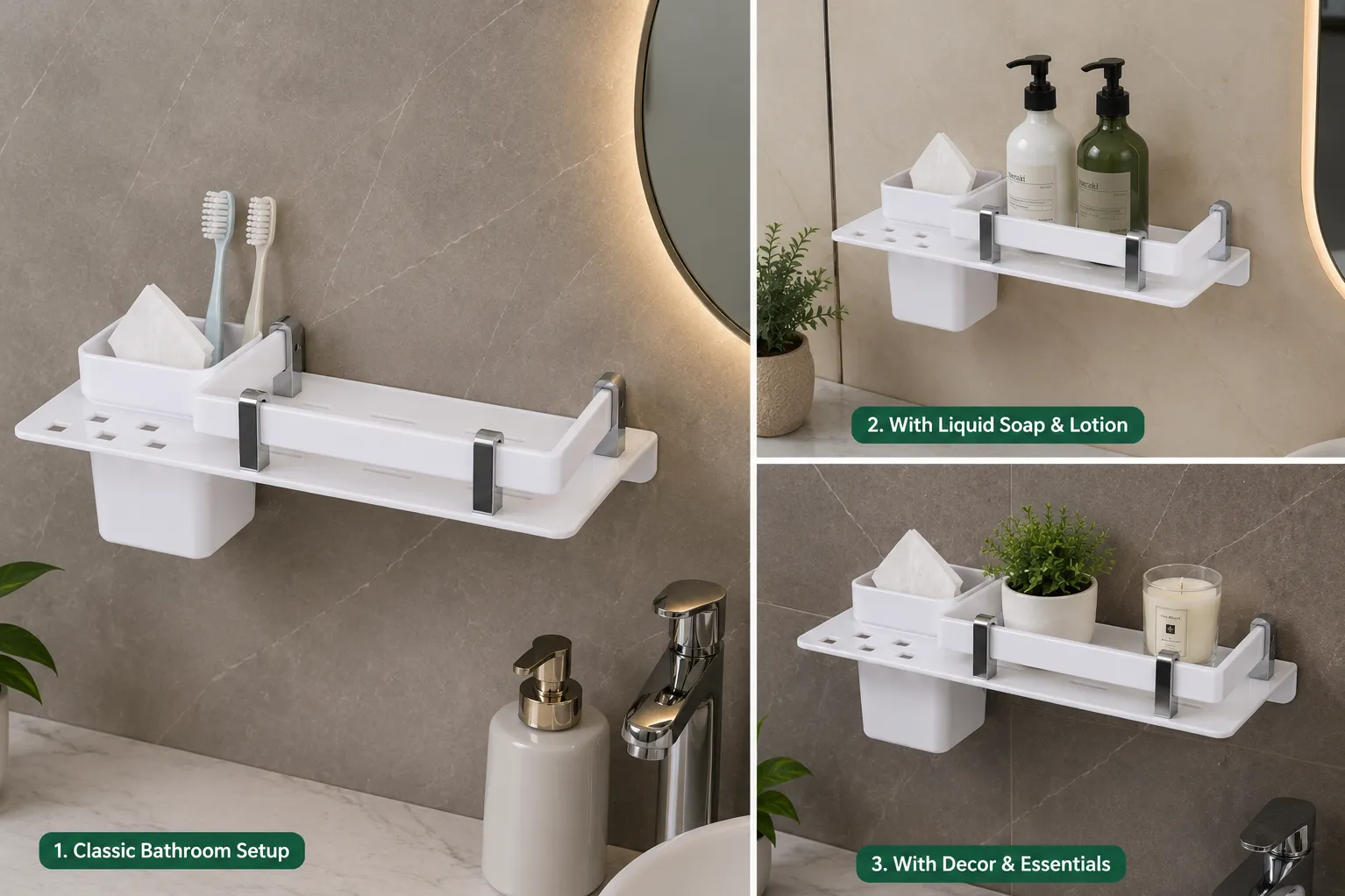 Acrylic shelf with tumbler holder