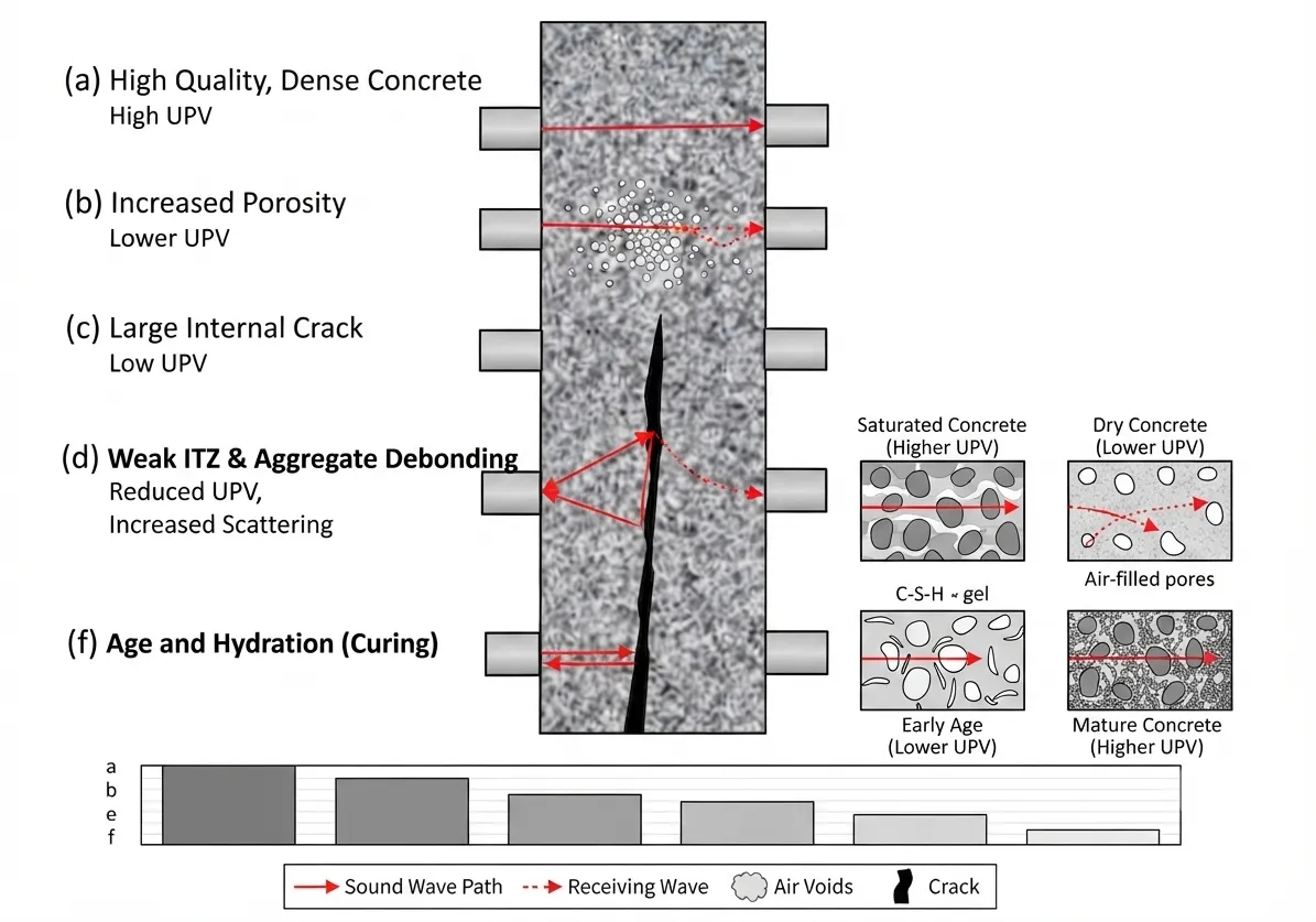 Effect of Concrete Quality and Microstructure on Ultrasonic Pulse Velocity