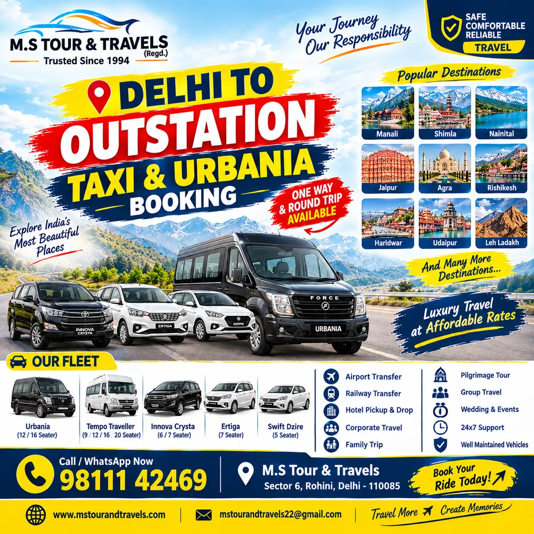 “Travel Date + Destination + Persons WhatsApp करें - 9811142469|MS tour and travels| Rohini, Delhi