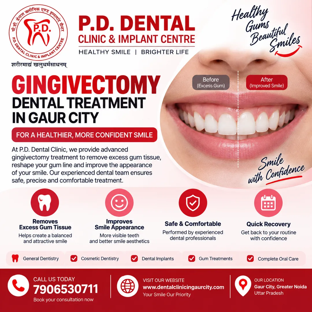 Gingivectomy Dental Treatment in Gaur City | P.D. Dental Clinic