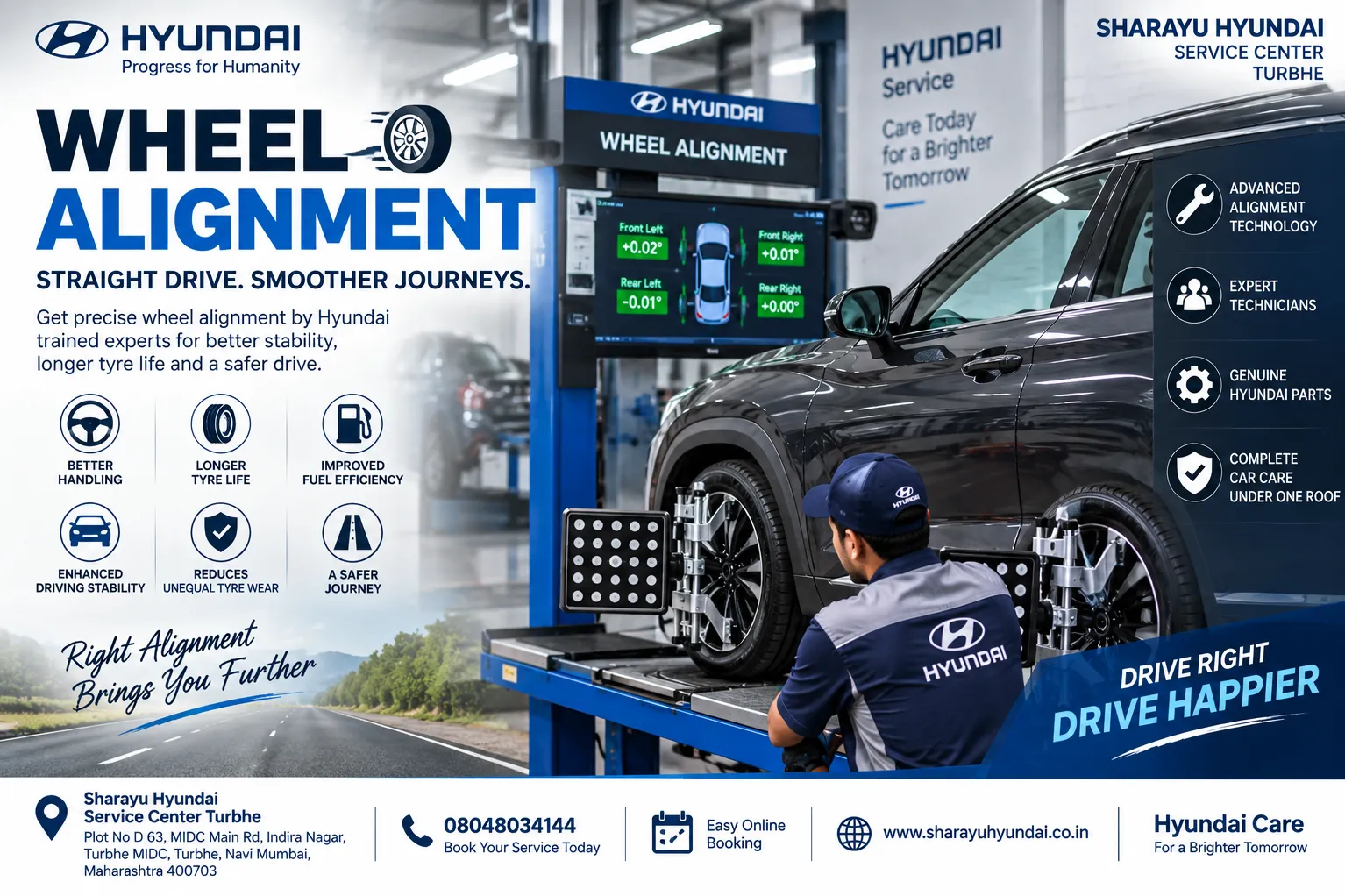 Hyundai Wheel Alignment Turbhe | Precise Alignment for Smoother, Safer Drives | Sharayu Hyundai