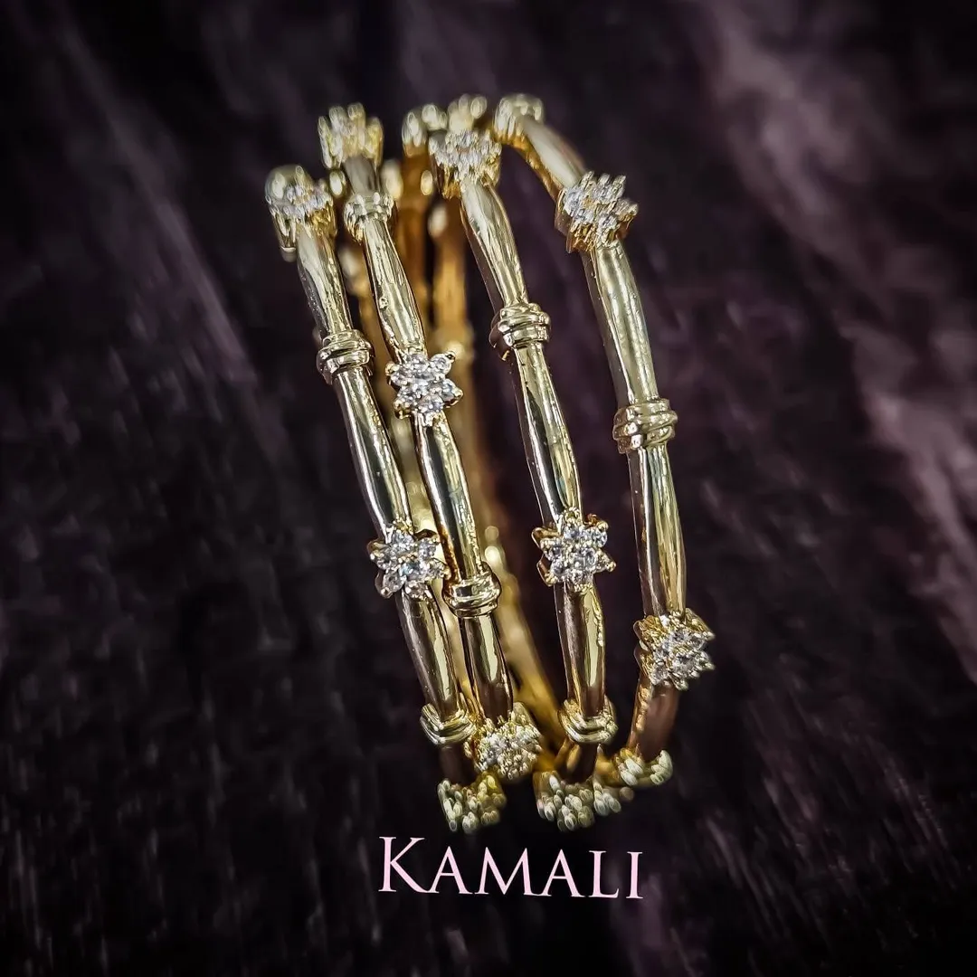 1gm Gold Plated Impon Bangles with Semiprecious Ruby, Emeralds and Zirconia stones-KAMALI 9944116790...