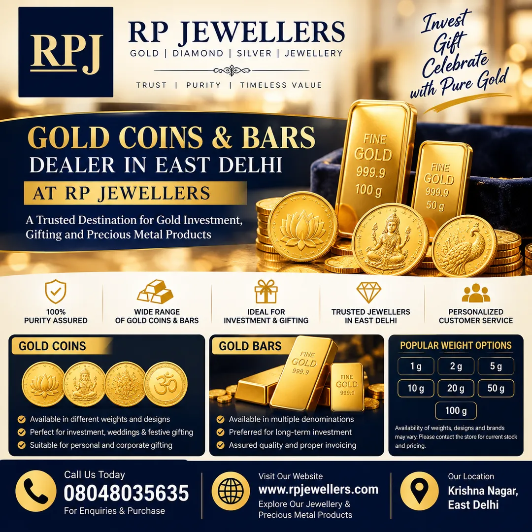 Gold Coins & Bars Dealer in East Delhi | RP Jewellers