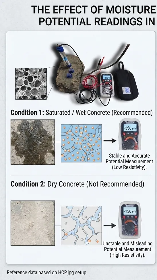 Why Does Moisture Content Matter in Half-Cell Corrosion Potential Readings?