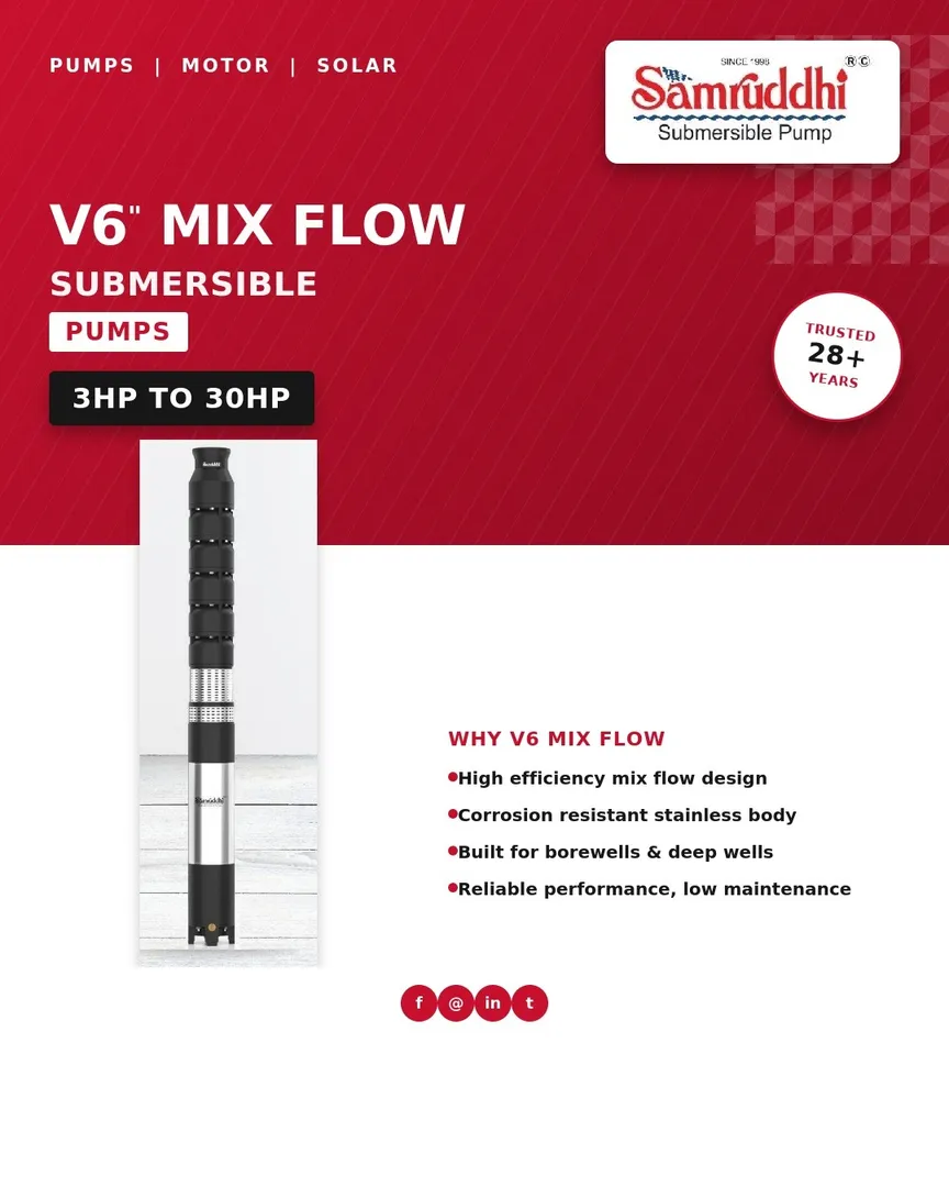 V6 Mixed Flow Submersible Pump Kapadvanj