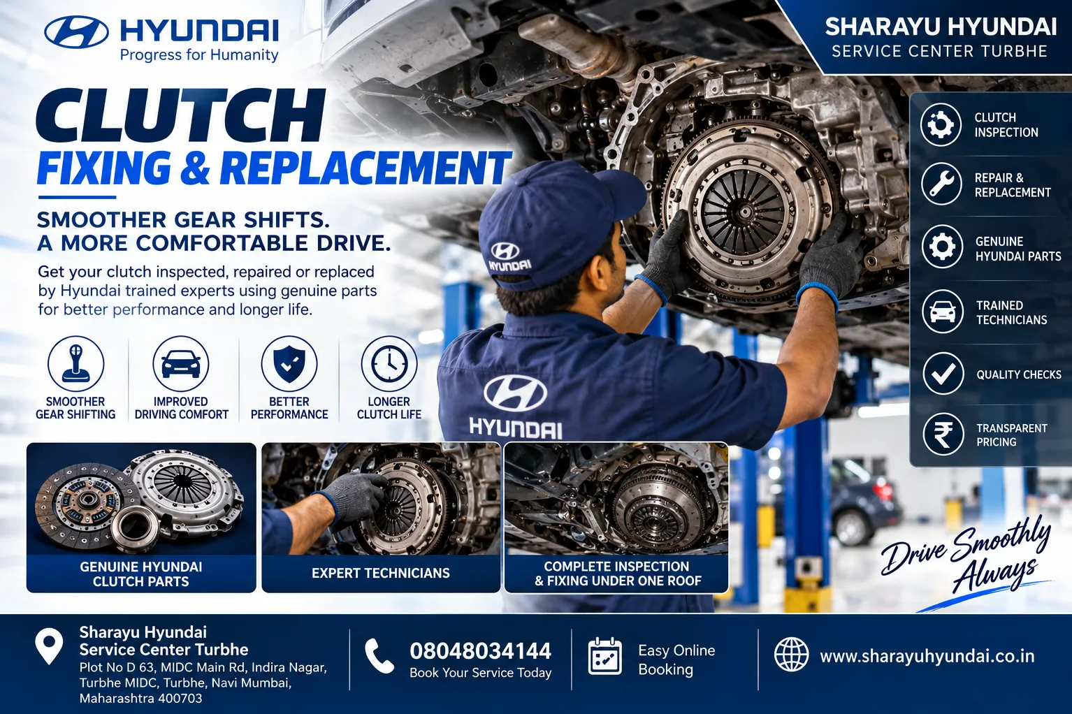 Hyundai Clutch Repair & Replacement Turbhe | Expert Clutch Service at Sharayu Hyundai