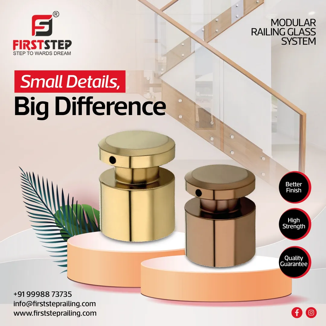 38mm Round Side Fitting | Aluminium & SS Glass Railing Rajkot