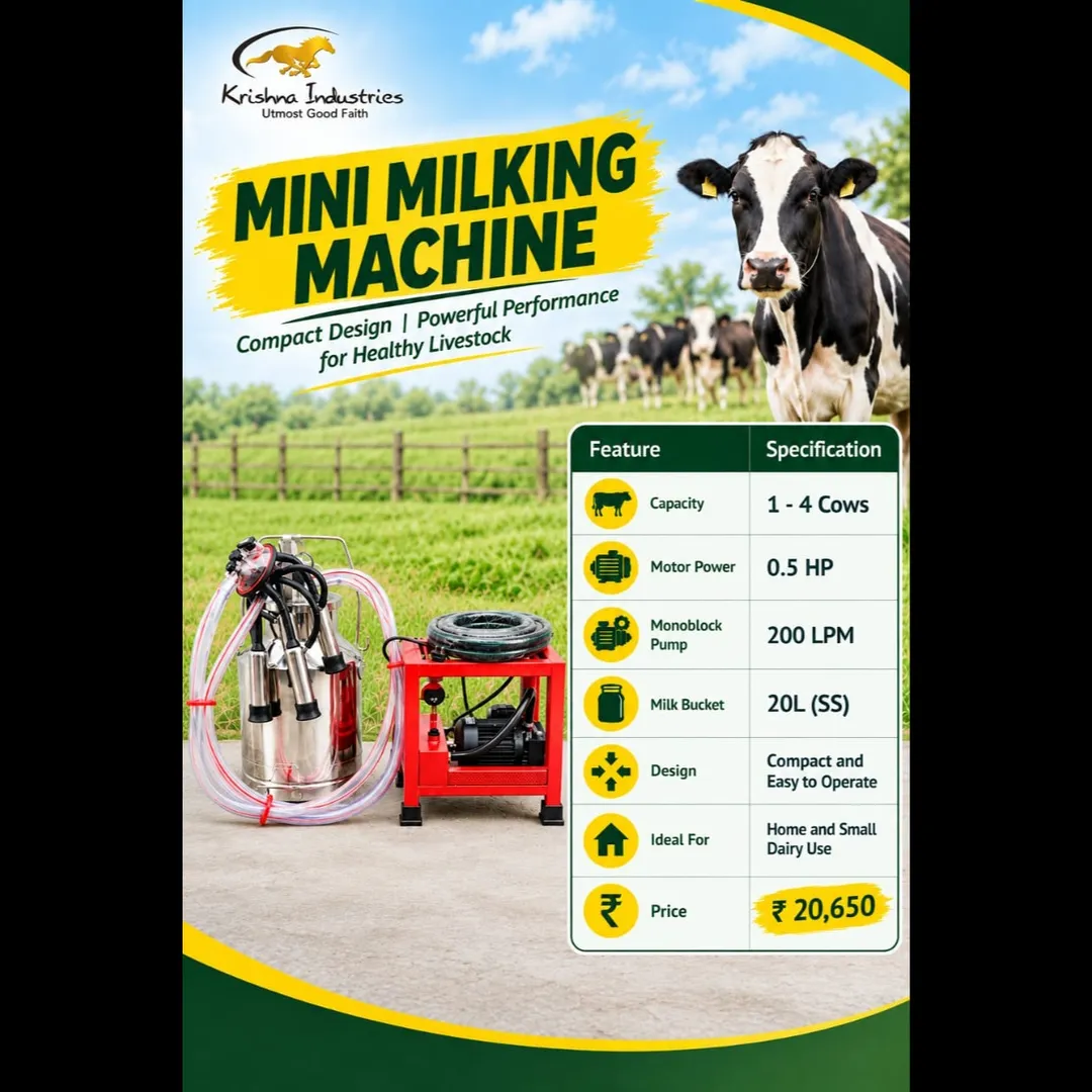 Efficient Cow Milking Machine by Krishna Industries