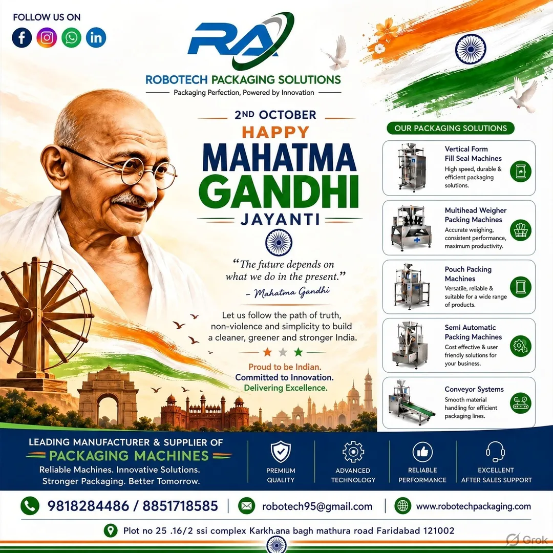 From Robotech Automation Faridabad
On this 2nd October We honor the legacy of Mahatma Gandhi the s...