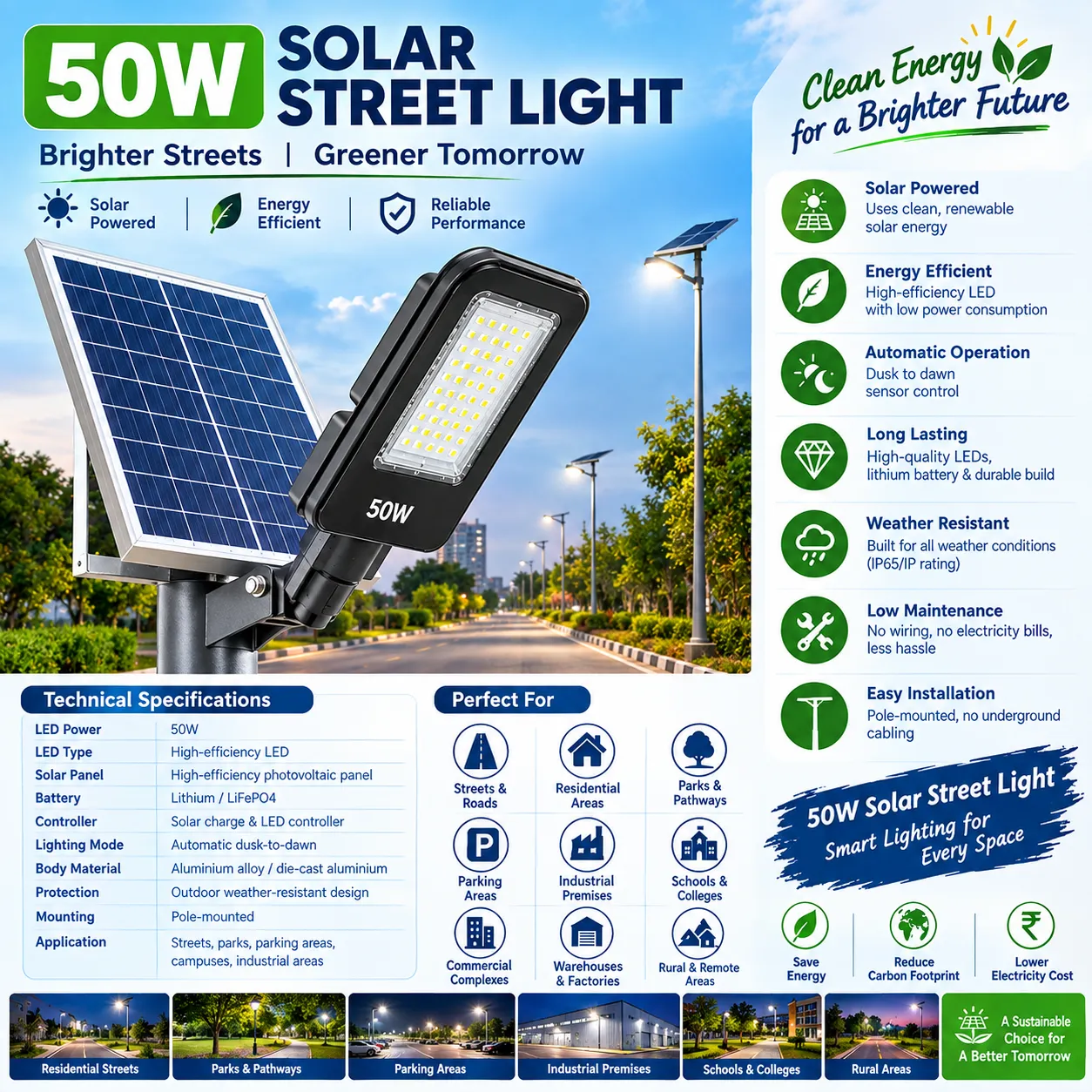 50W Solar Street Lights Manufacturer in delhi