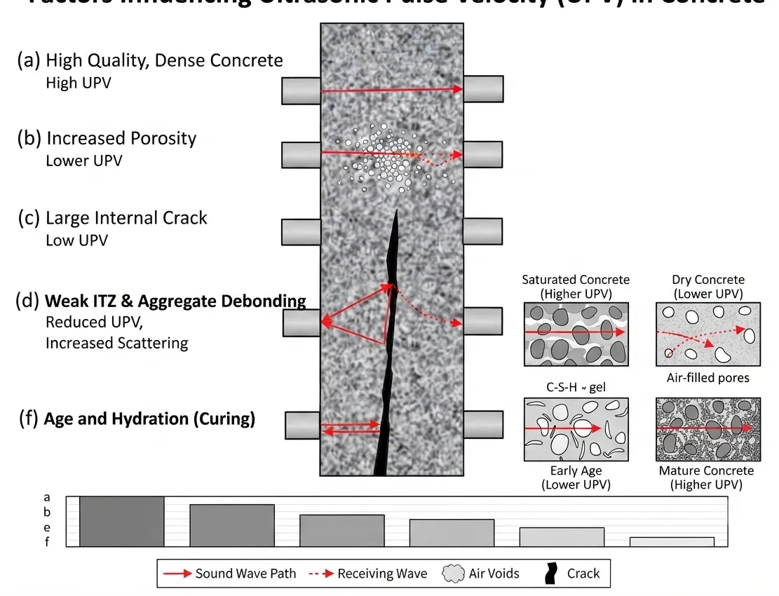 Effect of Concrete Quality and Microstructure on Ultrasonic Pulse Velocity