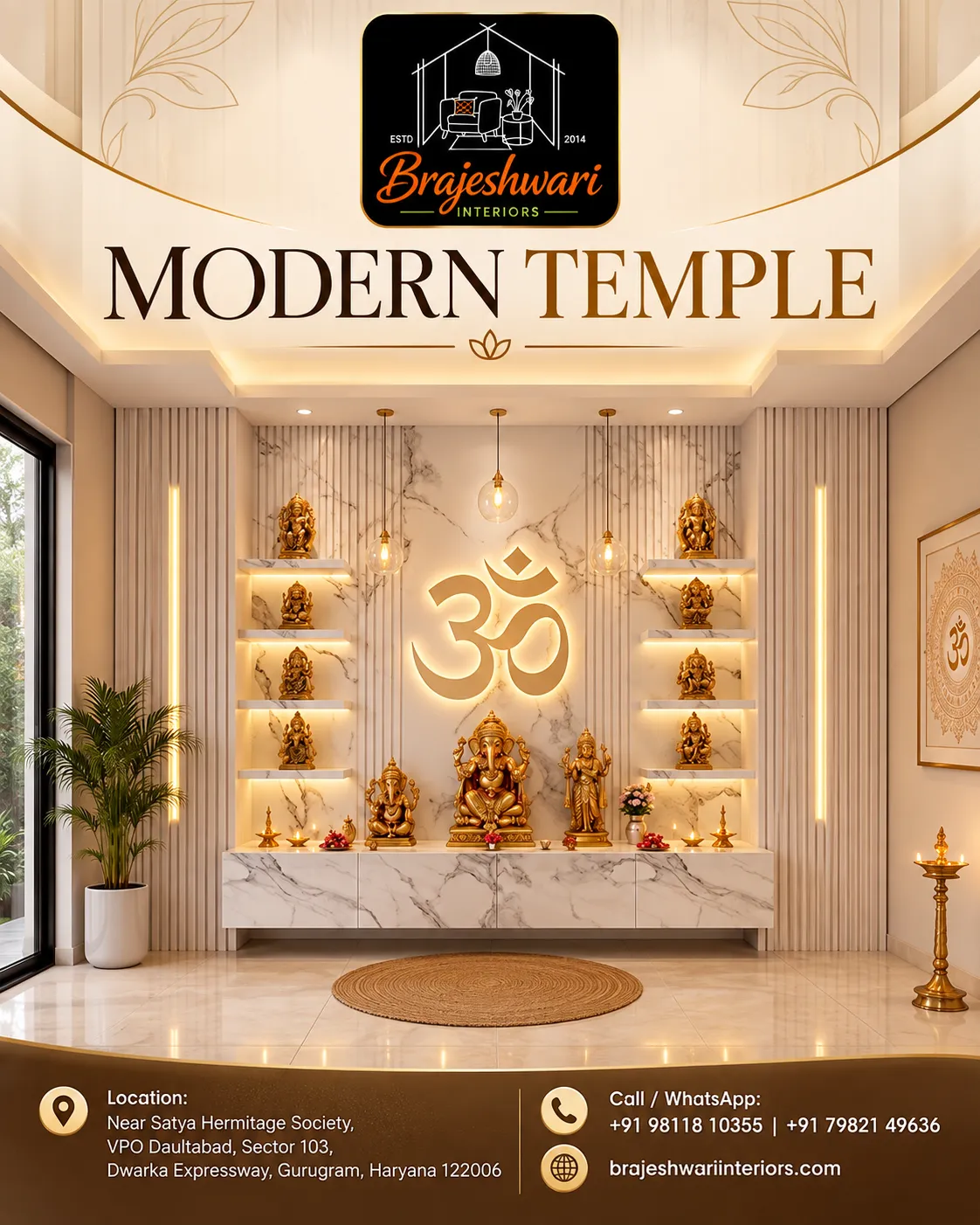 Modern Temple Design by Brajeshwari Interiors! 🛕✨