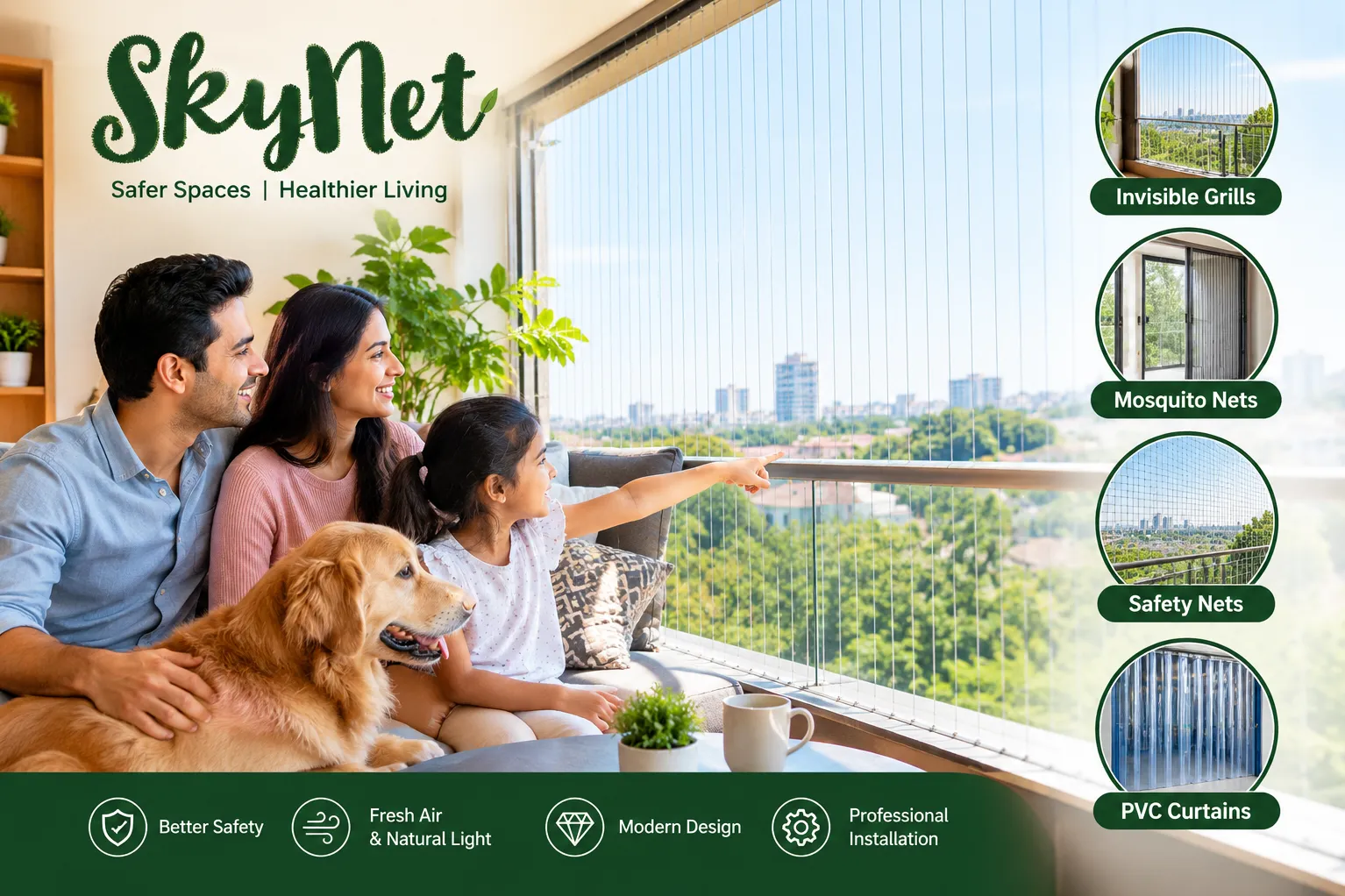 Modern Invisible Grills & Mosquito Net Solutions in Jaipur — SkyNet