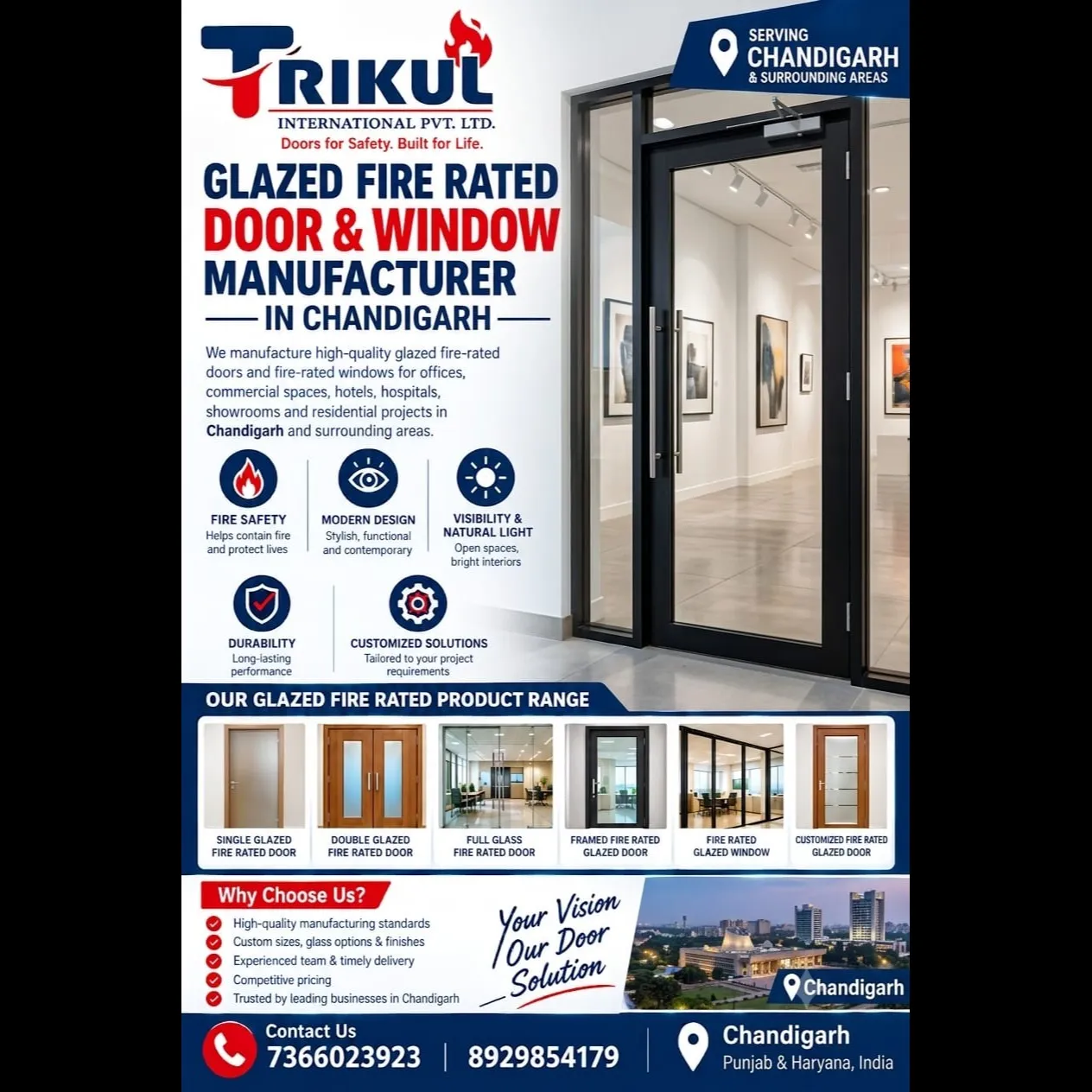 Glazed Fire-Rated Doors & Windows in Chandigarh by Trikul International