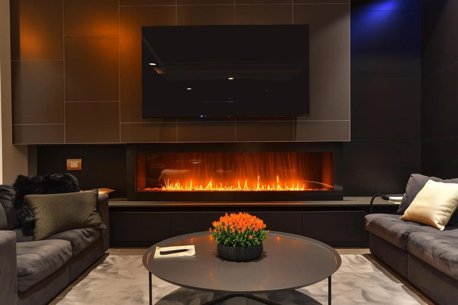 LED Electric Fireplace With Small Burning Log Wood Effect for a Classic Fireplace Look