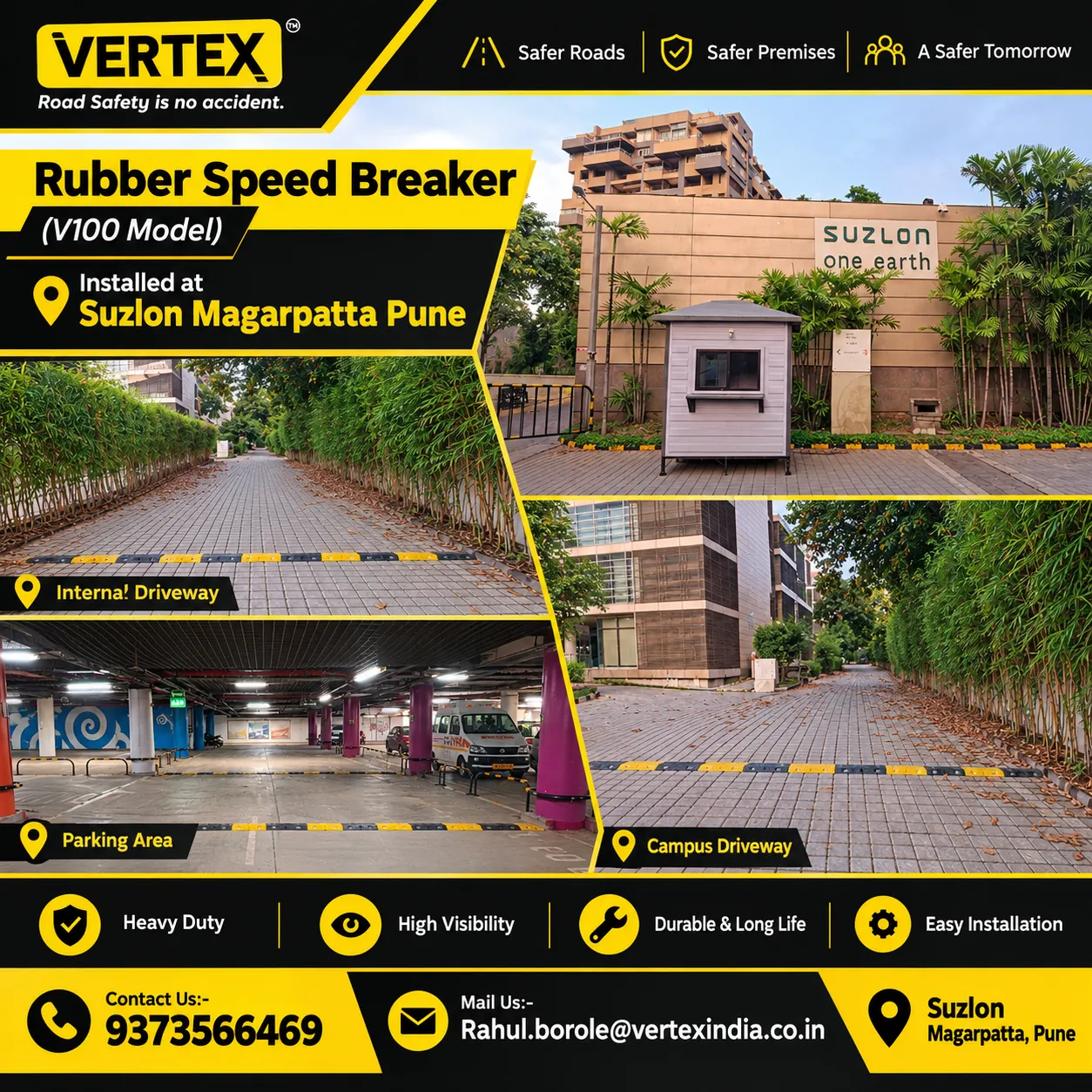 Rubber Speed Breaker Installation at Suzlon Magarpatta, Pune 🚧