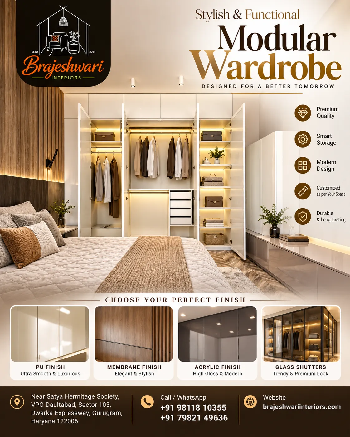 Modular wardrobe by Brajeshwari Interiors