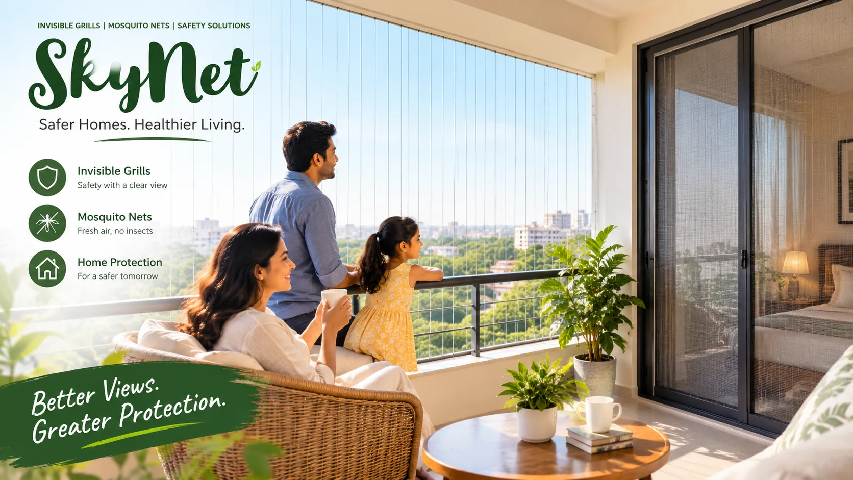 Protect Your Home with Premium Invisible Grills & Mosquito Nets – SkyNet