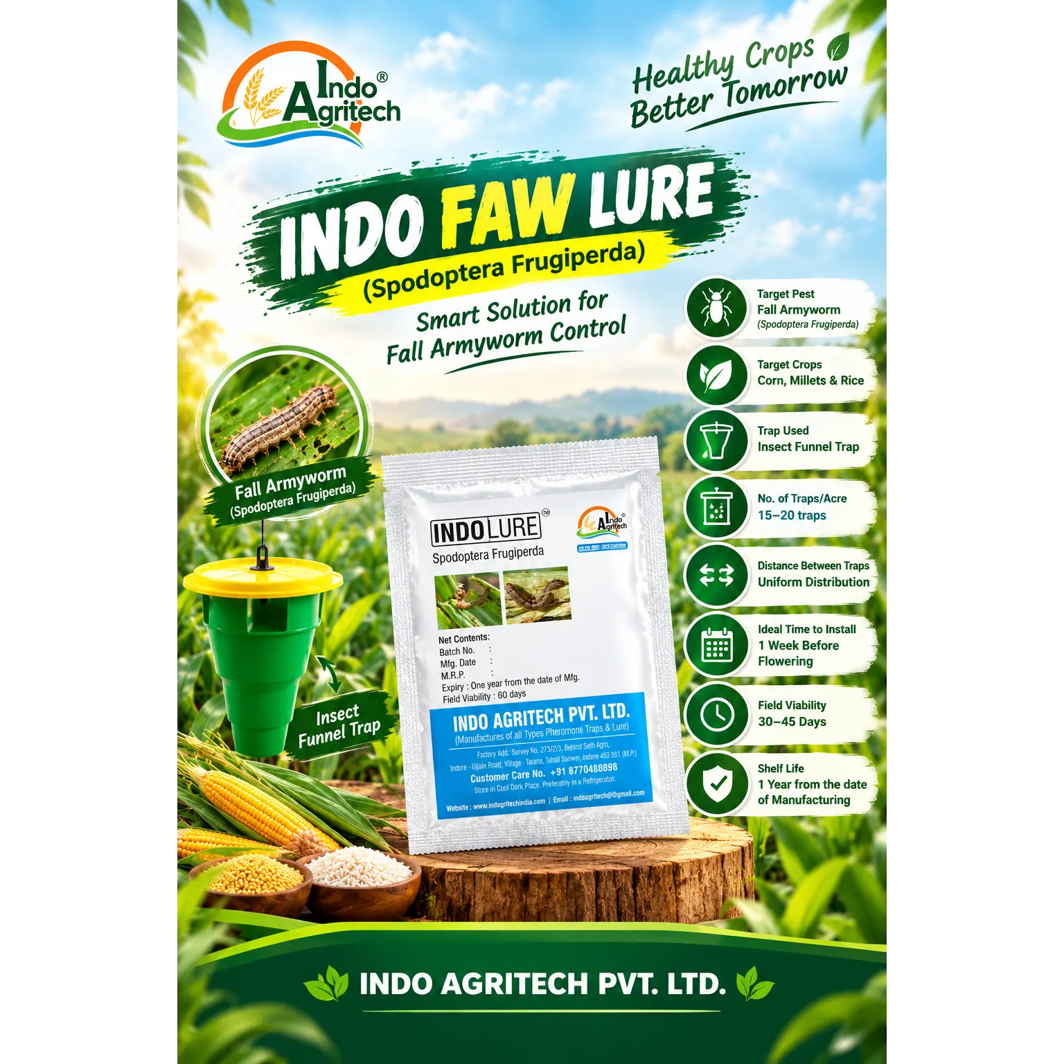 INDO FAW LURE – Fall Armyworm Pheromone Lure for Corn, Millets & Rice