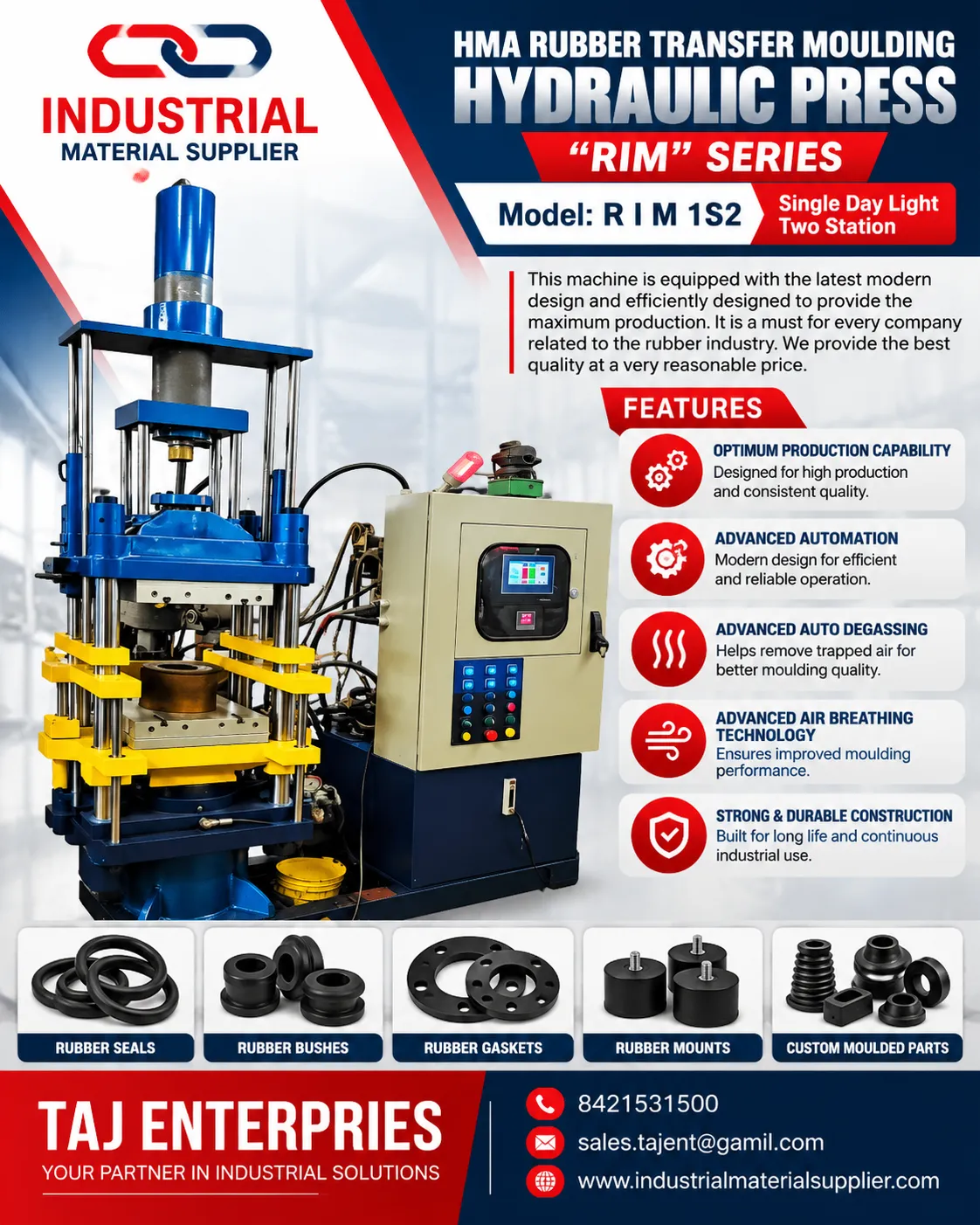 HMA RUBBER TRANSFER MOULDING HYDRAULIC PRESS