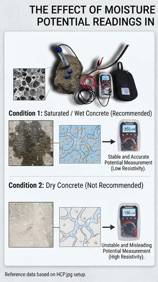 Why Does Moisture Content Matter in Half-Cell Corrosion Potential Readings?