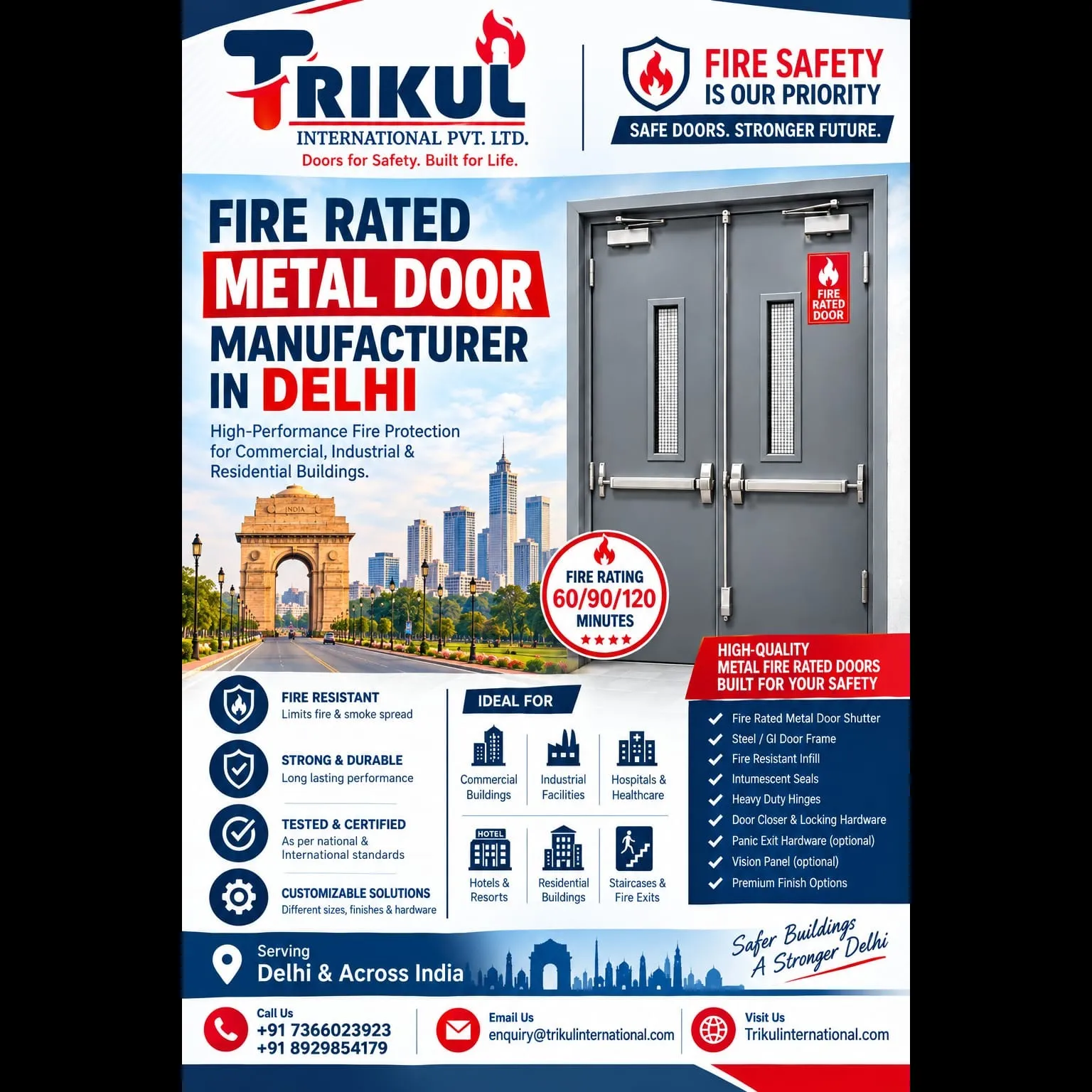 Fire rated Door Manufacturer in a delhi - Trikul International.