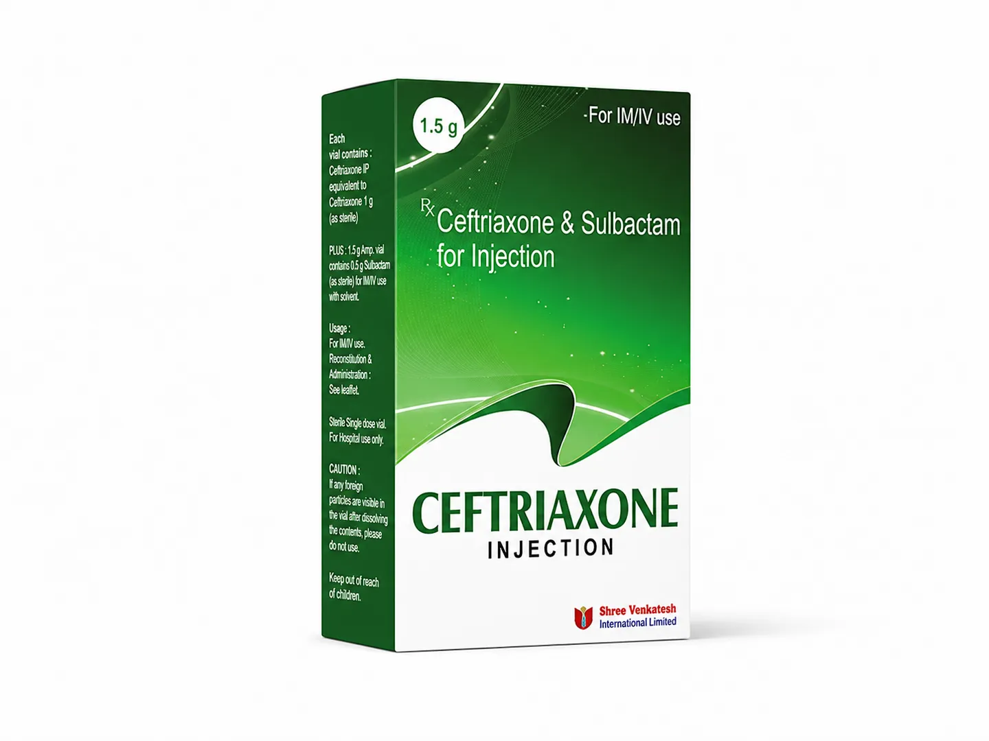 Ceftriaxone & Sulbactam 1.5g Injection Exporter from India to USA, UK, Australia, Singapore, Thailand, and Jamaica | Premium Antibiotic Combination Supplier | Ernest Impex Global Medicine Exporter image 1