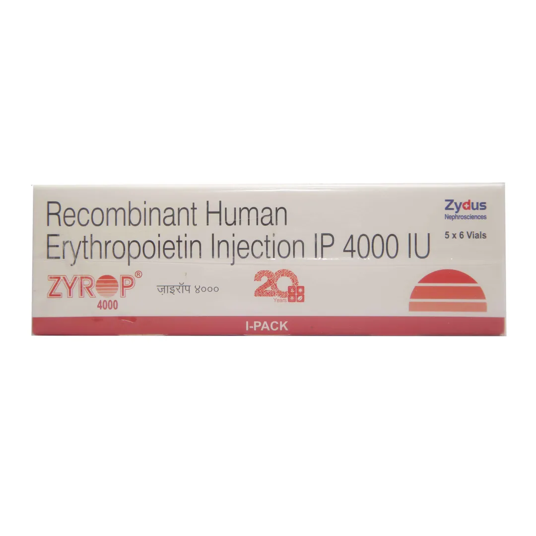 Zyrop 4000 IU (Recombinant Human Erythropoietin Alfa) Injection (Vial) image 1