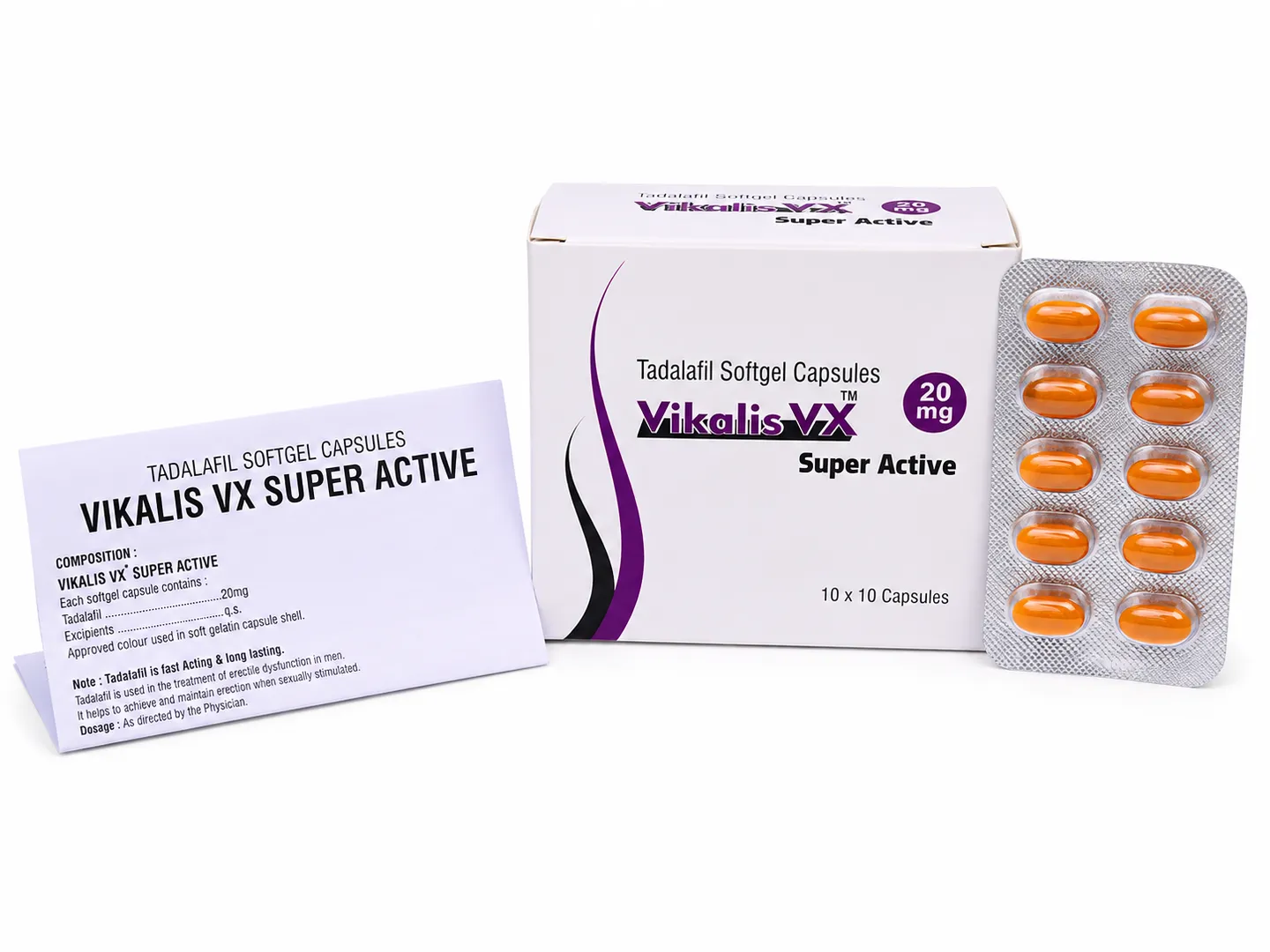 Vikalis Vx Super Active Capsules (Tadalafil 20mg) | Global Men's Health Exporter: USA, UK, Thailand, Australia, Singapore, Jamaica | Ernest Impex image 1