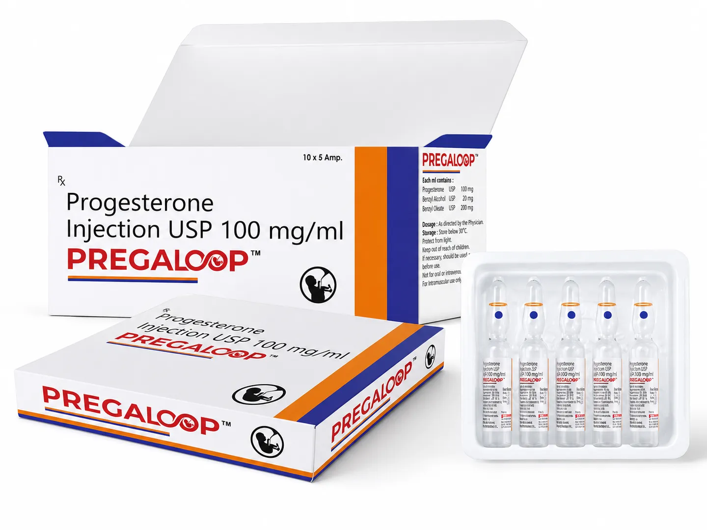 Pregaloop (Progesterone Injection IP 100mg/ml): Verified Pharmaceutical Exporter from India | Bulk Supplier for USA, UK, Australia, Thailand, Singapore & Jamaica image 1