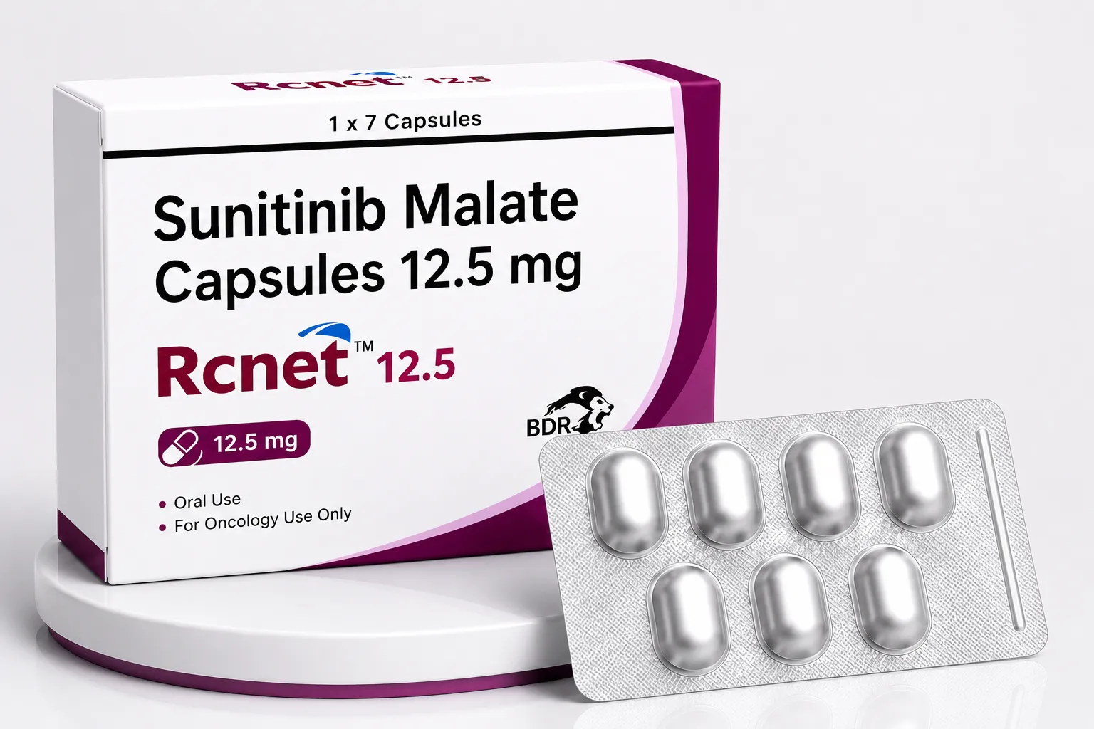 Rcnet 12.5mg Capsule (Sunitinib) | Global Oncology Exporter: USA, UK, Thailand, Australia, Singapore, Jamaica | Ernest Impex image 1