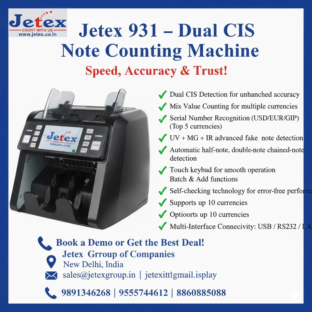 π Introducing the Jetex 931 CIS Note Counting Machine β Speed, Accuracy & Trust!
