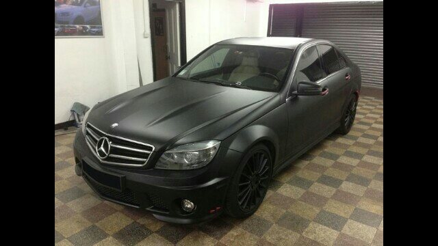 change the colour of your car now without painting
mercedes c class wrapped with matt finished black wrap..