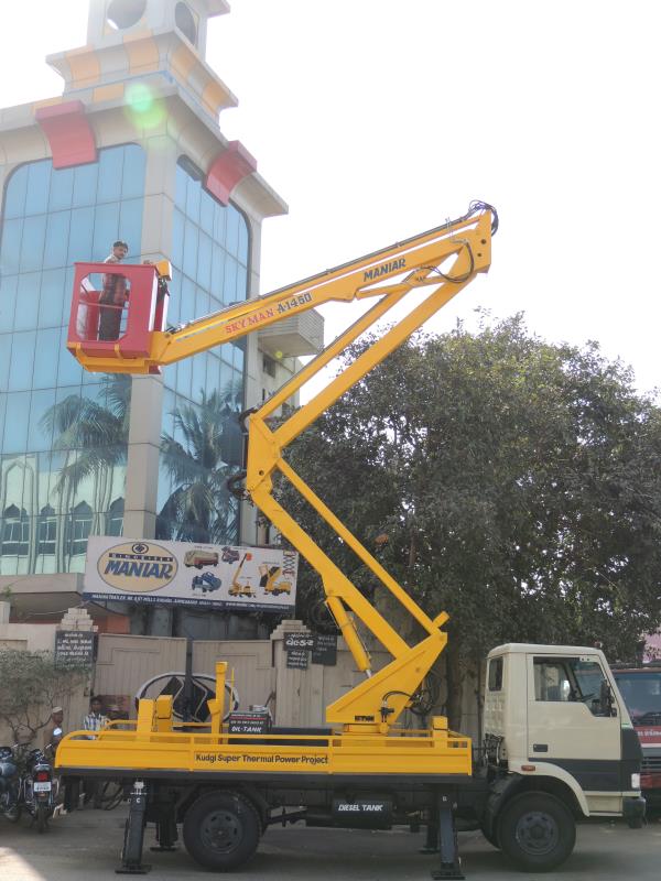 A very compact Aerial Work Platform, manufactured by Maniar.
Maniar is the largest Manufacturer of Man Lift in India. We also deal in Solid and Liquid Waste Handling Equipments & Cranes.
We have got variety of models in Cherry Picker
1) Articulated Type
2) Telescopic
3) Articulated cum Telescopic
We have a range from 9 meters to 65 meters of working height.
We also deal in Self Propelled Sky Lifts, Boom Lift & Scissor Lift.
Over Equipments follow all the safety norms as per the European Norms BS-EN-280.
The Hydraulic Access Platform can be used for
1) Building and Maintenance
2) Electric and Overhead Mentance
3) Rescue etc.
Please Visit our Website www.maniar.com
email us at maniar@maniar.com
Call us +91-79-22911636