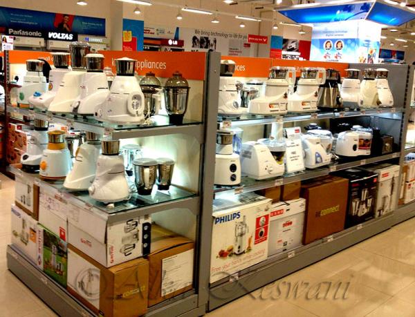 Supermarket Racks in Chennai..
Recently at the September month 2016 one of the biggest retail showroom of India - Reliance Digital Trends approaches us and gives the contract of placing our supermarket racks and electronics racks for all their showrooms in India. And also many leading retail supermarket and showrooms trusts our racking solutions which makes us to be the No.1 Supermarket Racks Manufacturer in India for last 15 years.
We do any kind of customized racking solutions for supermarkets and showrooms to display the products.
For enquiry call us at 9380241286.