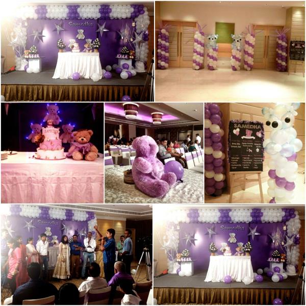 Thanks to Mom & Dad of Samedha for giving us such a wonderful & Creative opportunities.
Theme - Teddy Bear theme Party
Color Theme - Purple & White
Scope of work: Invitation Design, Stage Design, Avenue Decor / Balloon Decor, Candy Stall, Tattoo Artist, Game Show, Return Gifts
#ureventplanner #midorevents #midorentertainment
www.midor.in