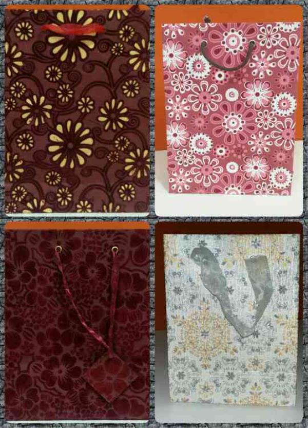 Paper bags with flocking Looks and feel like velvet. The print is just like velvet again made with hand made paper and hand crafted