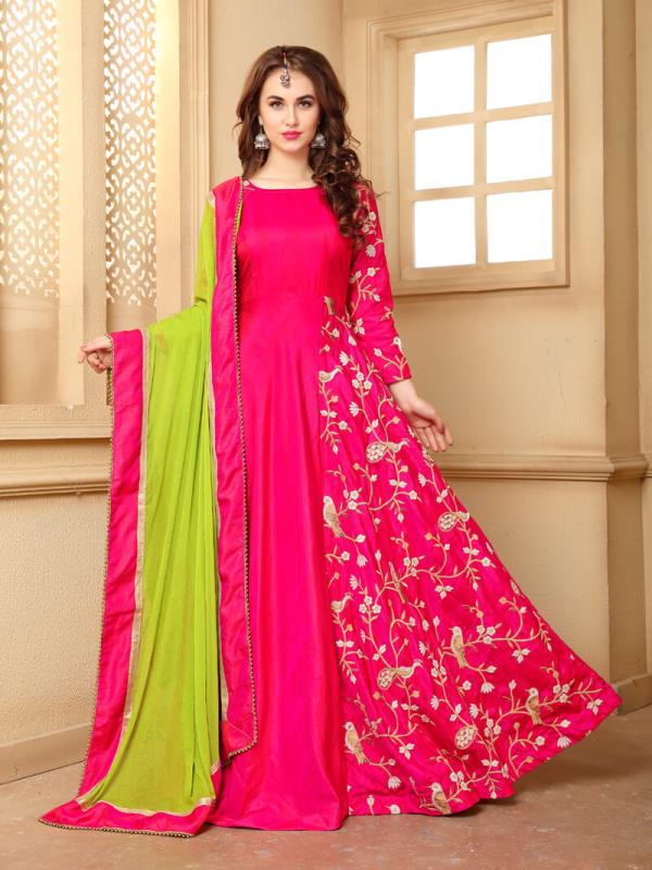 Pink Color Gown Kmozi In Mumbai India Pink Banarasi Silk Gown This Color Made From Fabric