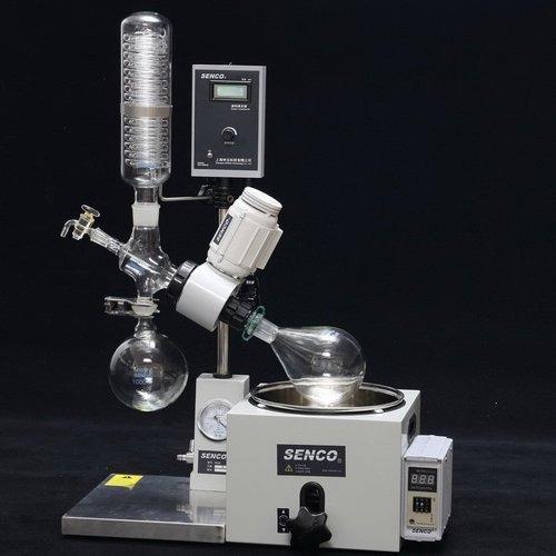 Rovatvapor rotary evaporator manufacturers in india , SENCO rotavapor R206b 2l are developed by sticking to the basics, keeping in mind safety of the user and focusing on giving desired results. They enable to achieve desired results affordably and are backed by trustworthy service. The Lab Scale Rotary Evaporator is simple yet accurate, basic yet precise, up to the mark on performance and friendly on budget. Senco rotary evaporator
We have a unite Senco rotary evaporator in Hyderabad and India we have best price senco rotavapor
These Rotary Evaporators are used for a variety of applications including:
• Concentration
• Drying
• Refining
• Separation
• Crystallization
Vacuum Sealing system
Specially designed and precisely manufactured Anti-corrosion and Wearable Sealing Systems in these Rotary Evaporators enables to reach ultimate vacuum rates of less than 1 Torr. High quality material leads to longer seal life and hence about 90% of the users did not replace the seal in one year.
Tandem Type Continuous Receiving
With SENCO’s patented unique Tandem Receiving Technology (patent No. 03229693.2), system vacuum does not drop during discharging shifts. With single receiving flask vacuum leakage points are reduced by 50%. Ultimate system vacuum is further improved by Glass-Mirror finish on all Flange joints.
PTFE Charging Valve
To offer pure, clean charging process and durable use experience, new structure and PTFE material is used in the charging valve.
Flange Quick Press Ring
One-piece quick clip design eliminates dead seizures in glass joints. Offer new experience on easy, reliable and high sealing connection for flanges (no tools required).