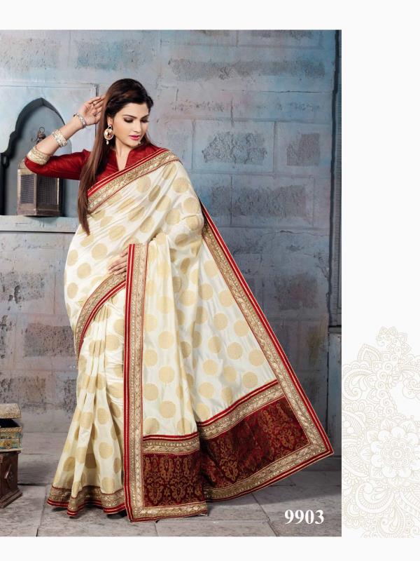 Delectated Cream & Beige color raw silk s Nylon Banarsi Zari Jacquard Saree is garnished with resham, zari, kundan work paisley motif and fancy patch border is absolutely amazing.
http://www.silk-india.com/en/designer-sarees/817-beige-poly-saree-with-traditional-heavy-zari-cod-dori-embroidery-blouse-.html