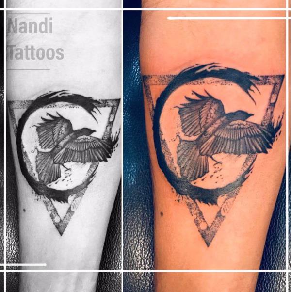 geometric raven tattoo at nandi tattoo studio hyderabad india geometric raven tattoo at nandi tattoo studio hyderabad india