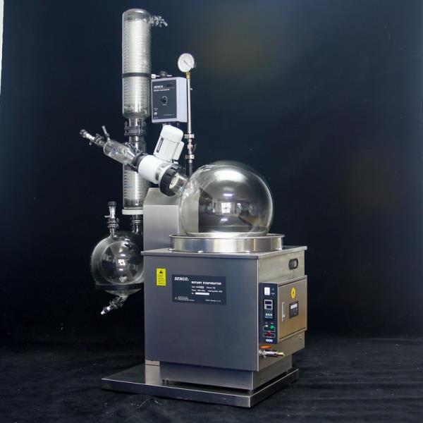 Laboratory Rotary Evaporator R2005K2B (20 Litre)
OVERVIEW/Description
SENCO Rotary Evaporators are developed by sticking to the basics, keeping in mind safety of the user and focusing on giving desired results. They enable to achieve desired results affordably and are backed by trustworthy service. The Industrial Rotary Evaporator is simple yet accurate, basic yet precise, up to the mark on performance and friendly on budget.
These Rotary Evaporators are used for a variety of applications including:
• Concentration
• Drying
• Refining
• Separation
• Crystallization
Features/Benefits
PTFE Charging Valve: Precisely engineered PTFE charging valve gives you durable user experience. It is able to offer pure and clean charging process.
Big condensing surface: Top in class; massive 10, 000cm2 condensing surface area for fast receiving.
PTFE Discharge valve: Senco patented structure (Patent No. 01253089.1)
Flange Quick Press Ring:
One-piece quick clip design. Offer new user experience on easy, reliable, and high sealing connection for flanges (no tools required).
Vacuum Sealing system
Specially designed and precisely manufactured Anti-corrosion and Wearable Sealing Systems in these Rotary Evaporators enables to reach ultimate vacuum rates of less than 1 Torr. High quality material leads to longer seal life and hence about 90% of the users did not replace the seal in one year.
Tandem Type Continuous Receiving
With SENCO’s patented unique Tandem Receiving Technology (patent No. 03229693.2), system vacuum does not drop during discharging shifts. With single receiving flask vacuum leakage points are reduced by 50%. Ultimate system vacuum is further improved by Glass-Mirror finish on all Flange joints.
Electric Lifting (Optional)
Offer smooth electric bath lift with manual lift function for emergency power failure use.
Bumping Tube (Optional)
Bump tube is incorporated in the functional structure of the Rotavapor to prevent unexpected solution bumping into the receiving flask.
Ex-Proof Modification (Optional)
Offer Ex-Proof upgrade on Motor, Control Boxes of rotation and heating, Wiring and Safety measures as per user needs. Ex level reaches ExdIIBT4.
Flask Unload Handler (Optional)
Flask Unload Handler is specially designed for handling and unloading big capacity evaporating flasks.
TECHNICAL SPECIFICATIONS
Model R2005KB
Evaporating Flask (L) 20L/F120
Receiving Flask (L) 10L, Bottom Discharge
Condensing Surface (m2) 1
Rotation (rpm) 3-110
Motor Power (W) 120
Evaporating Speed (H2O) 5L/h
Reachable Vacuum < 133Pa (1.33mbar, 1Torr)
Bath Power (KW) 5
Static Temp. Control Range & Wave (°C) RT – 99 ± 0.2
Bath Size Ø45x27H
Bath Capacity (L) 40
Bath Material SUS304
Voltage, Frequency 220V, 50/60Hz
Dimensions (cm) 110x65x190H
Functional Configurations
Charging Valve PTFE
Discharging Valve PTFE
Rotary Seal Assembly PTFE
Bath Lift Manual
Glass Joints Mirror Polished Flanges
Speed Control Frequency Conversion
Digital Display Bath temp., Rotation Speed
Vacuum Meter
Throttle Valve for Vacuum
Quick Change connector for Cooling Circulation
Sensor neck for Vapor Temperature
Bump prevention tube X
Big Evaporation Neck Optional (F145)
Evaporating Flasks Optional 5L, 10L
Baffles in Evaporating flask Optional