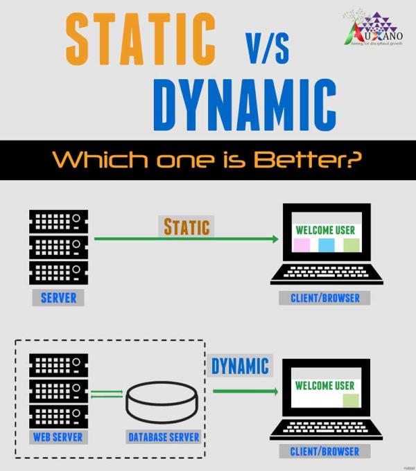 nd Dynamic Website:-A static site is one that is usually written in plain HTML and what is in the code of the page is what is displayed to the user.A dynamic site is one that is written using a server-side scripting language such as PHP, ASP, JSP, or Coldfusion. In such a site the content is called in by the scripting language from other files or from a database depending on actions taken by the user.Dynamic sites use languages like PHP to interact with information stored in a databases. For this reason, dynamic sites are much more complicated and expensive to create.However, static site utilizes JavaScript, but no PHP or any other programming language, since JavaScript is a client-side language.In static website the content is only changes when someone publishes and updates the file (sends it to the web server).While in dynamic website the page contains