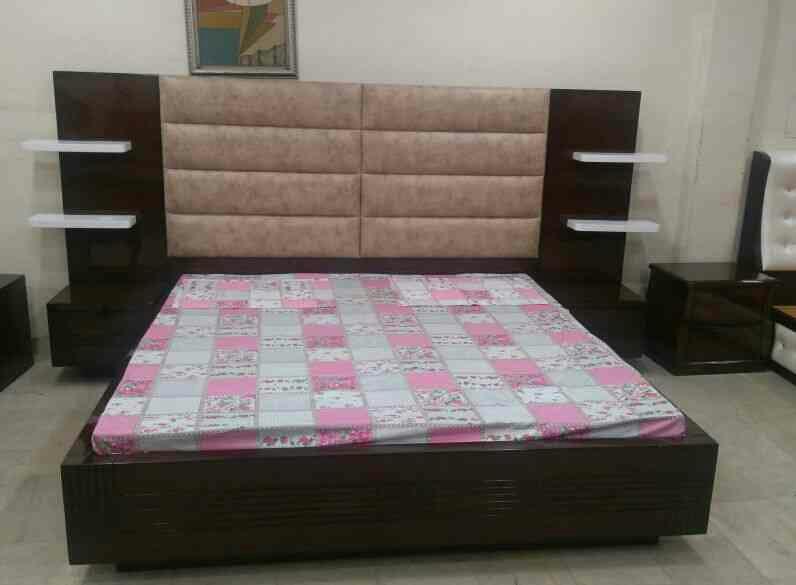 designer wooden double bed
