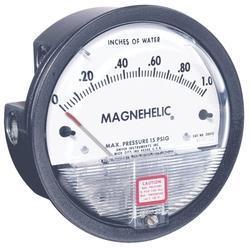 Magnehelic Gauge
Select the Magnehelic® gage for high accuracy--guaranteed within 2% of full scale--and for the wide choice of 81 models available to suit your needs precisely. Using Dwyer's simple, frictionless Magnehelic® gage movement, it quickly indicates low air or non-corrosive gas pressures--either positive, negative (vacuum) or differential. The design resists shock, vibration and over-pressures. No manometer fluid to evaporate, freeze or cause toxic or leveling problems. It's inexpensive, too. The Magnehelic® gage is the industry standard to measure fan and blower pressures, filter resistance, air velocity, furnace draft, pressure drop across orifice plates, liquid levels with bubbler systems and pressures in fluid amplifier or fluidic systems. It also checks gas-air ratio controls and automatic valves, and monitors blood and respiratory pressures in medical care equipment. Note: May be used with Hydrogen. Order a Buna-N diaphragm. Pressures must be less than 35 psi. Product Applications: Filter Monitoring Air Velocity with Dwyer Pitot Tube Blower Vacuum Monitoring Fan Pressure Indication Duct, Room or Building Pressures Clean Room Positive Pressure Indication