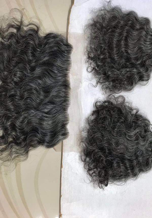 Salt and pepper Closure and frontal curly ind Allure Hair Products