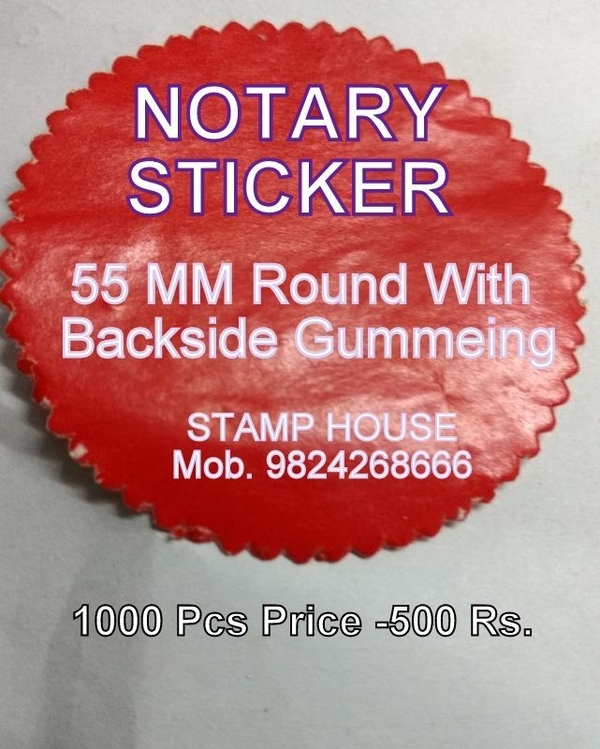Notary sticker available in Gujarat. If u want mo STAMP HOUSE